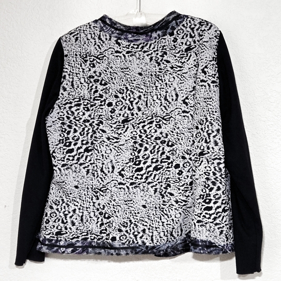 Chico's Animal Print Open Front Jacket Textured Mixed Fabrics White - Picture 6 of 6